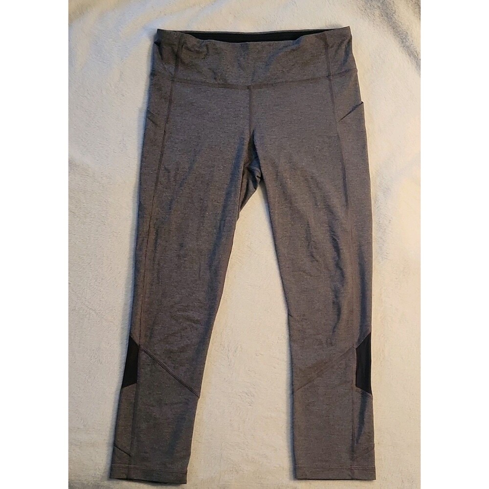 Lululemon Crop 22" Leggings Heathered Black/Gray Size 6 Running Yoga